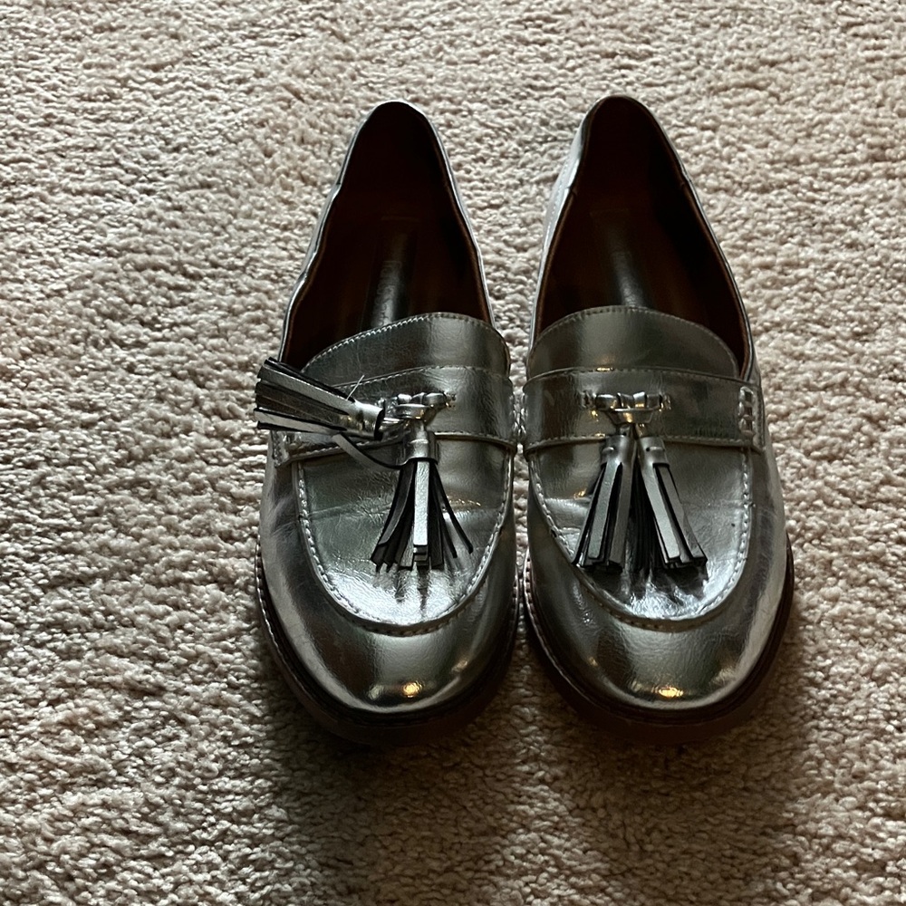 Franco Sarto Metallic Tassel Loafers